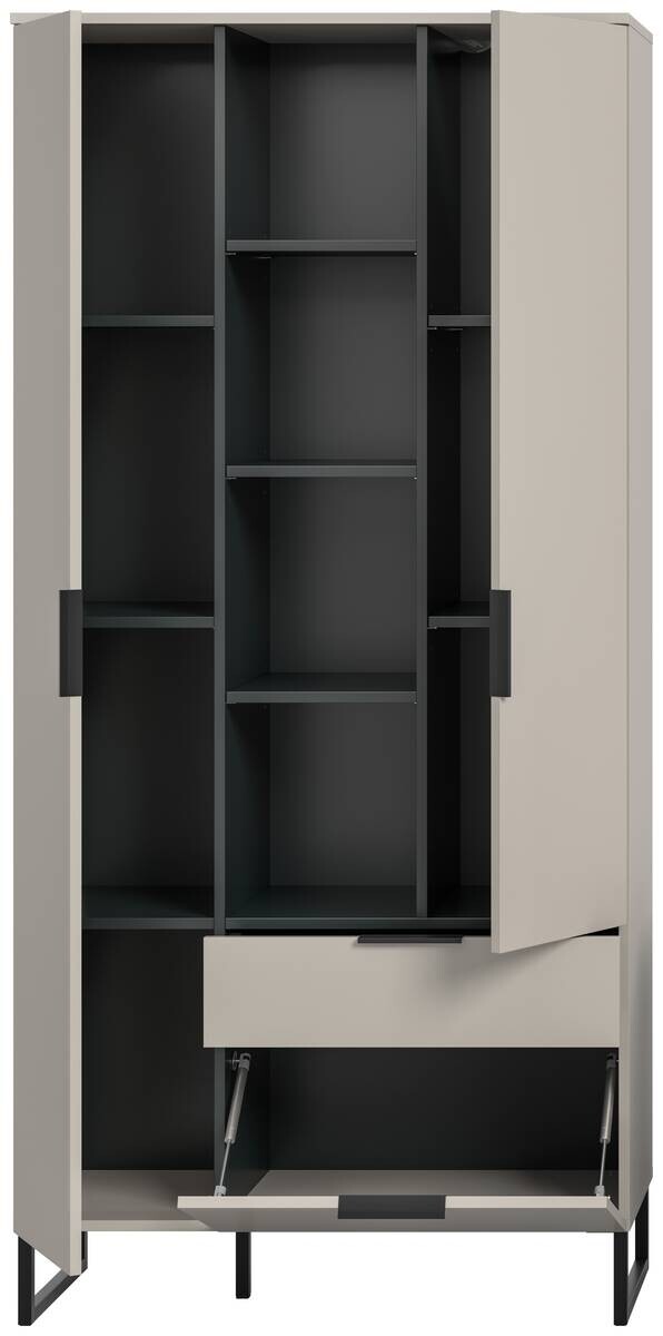 Stauraumelement Noida Kaschmirgrau Nachbildung schwarz B/H/T: ca. 192x90x37 cm – Bild 3
