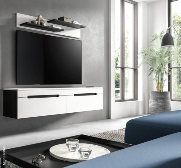 Lowboard Canu basaltgrau weiß B/H/T: ca. 170x38x33 cm – Bild 4