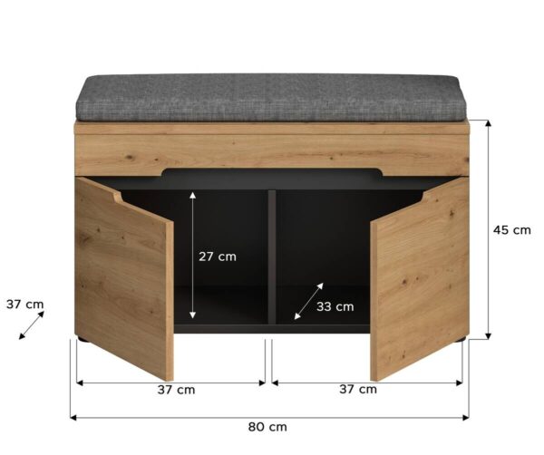 Sitzbank Canu basaltgrau Nachbildung Artisan Nachbildung B/H/T: ca. 80x45x37 cm Sitzbank Canu basaltgrau Nachbildung Artisan Nachbildung B/H/T: ca. 80x45x37 cm – Bild 2