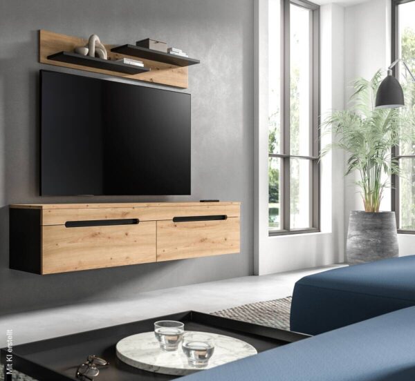 TV-Kommode Canu basaltgrau Nachbildung Artisan Oak Nachbildung B/H/T: ca. 170x38x33 cm – Bild 2