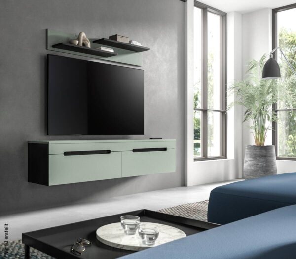 TV-Lowboard Canu grün basaltgrau Nachbildung B/H/T: ca. 170x38x33 cm TV-Lowboard Canu grün basaltgrau Nachbildung B/H/T: ca. 170x38x33 cm – Bild 3