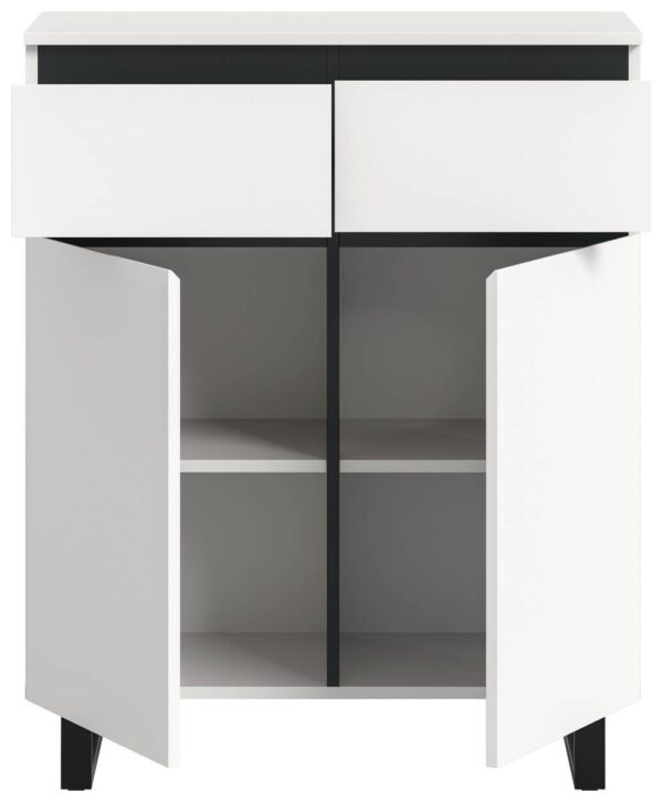 Kommode Tomasa weiß schwarz B/H/T: ca. 80x99x36 cm – Bild 5