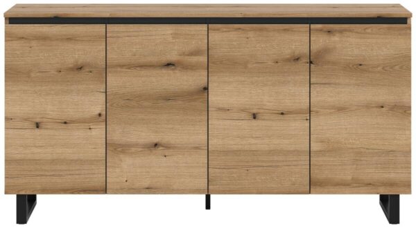 Sideboard Tomasa Evoke Oak Nachbildung schwarz B/H/T: ca. 160x84x36 cm – Bild 2