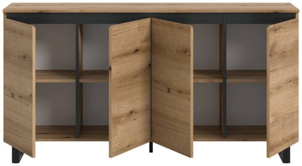 Sideboard Tomasa Evoke Oak Nachbildung schwarz B/H/T: ca. 160x84x36 cm – Bild 4