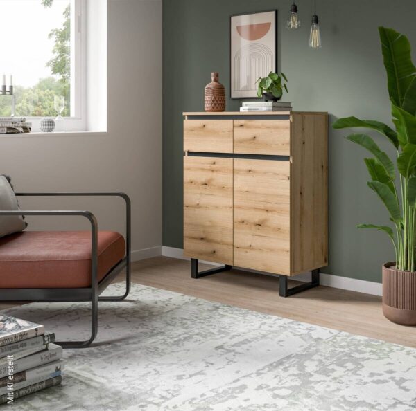Kommode Tomasa Evoke Oak Nachbildung schwarz B/H/T: ca. 80x99x36 cm Kommode Tomasa Evoke Oak Nachbildung schwarz B/H/T: ca. 80x99x36 cm – Bild 5