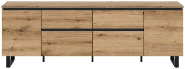 Lowboard Tomasa Evoke Oak Nachbildung schwarz B/H/T: ca. 188x65x36 cm – Bild 3
