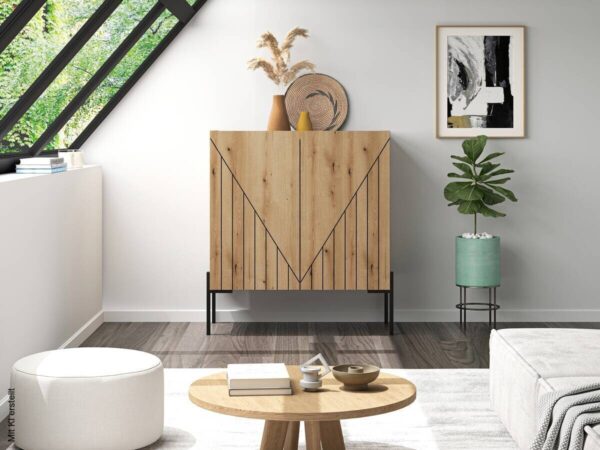 Kommode Neo Evoke Oak Nachbildung schwarz B/H/T: ca. 80x91x40 cm – Bild 2