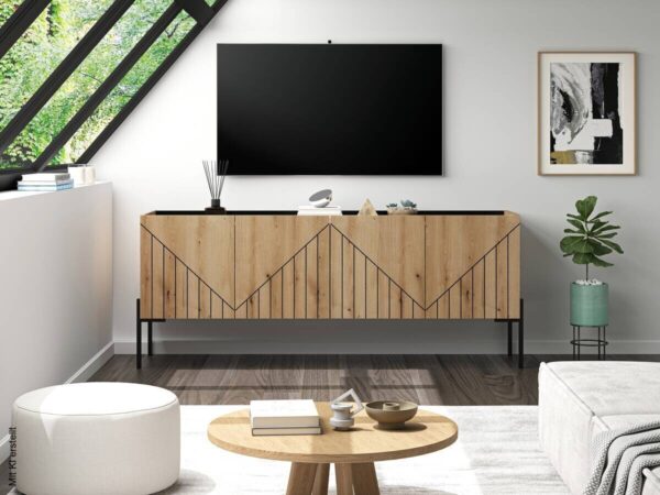 TV-Lowboard Neo Evoke Oak Nachbildung schwarz B/H/T: ca. 153x62x40 cm – Bild 2