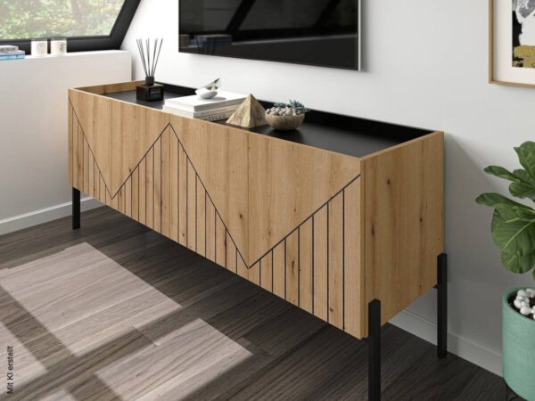 TV-Lowboard Neo Evoke Oak Nachbildung schwarz B/H/T: ca. 153x62x40 cm – Bild 3