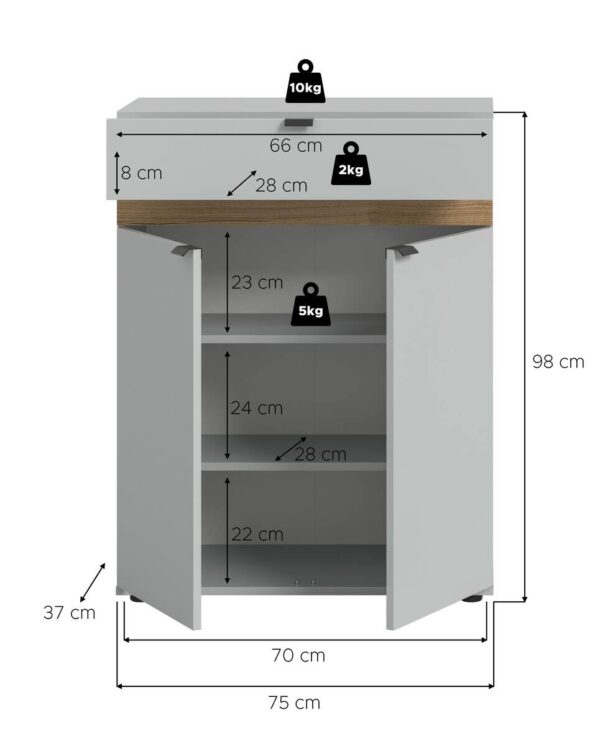 Schuhkommode Naro weiß Evoke Oak Nachbildung B/H/T: ca. 75x98x37 cm – Bild 3
