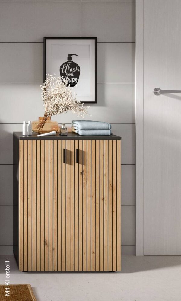 Badhochschrank Mone Basalt Nachbildung Artisan Oak Nachbildung B/H/T: ca. 60x81x30 cm – Bild 5