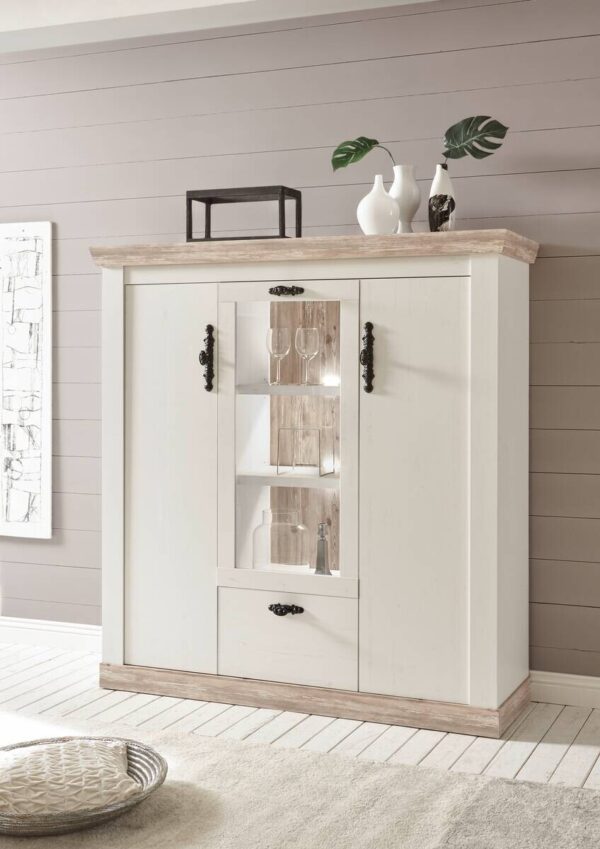 Highboard Florenz weiß Pinie B/H/T: ca. 139x146x44 cm Highboard Florenz weiß Pinie B/H/T: ca. 139x146x44 cm – Bild 3