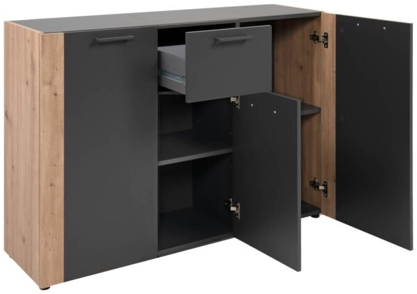 Kommode Cento anthrazit Eiche Artisan Oak Nachbildung B/H/T: ca. 126x83x35 cm – Bild 3