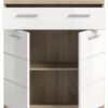 Schrank Lambada Eiche Sonoma Nachbildung weiß Hochglanz B/H/T: ca. 74x88x31 cm – Bild 5