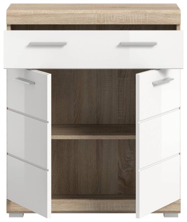 Schrank Lambada Eiche Sonoma Nachbildung weiß Hochglanz B/H/T: ca. 74x88x31 cm – Bild 5