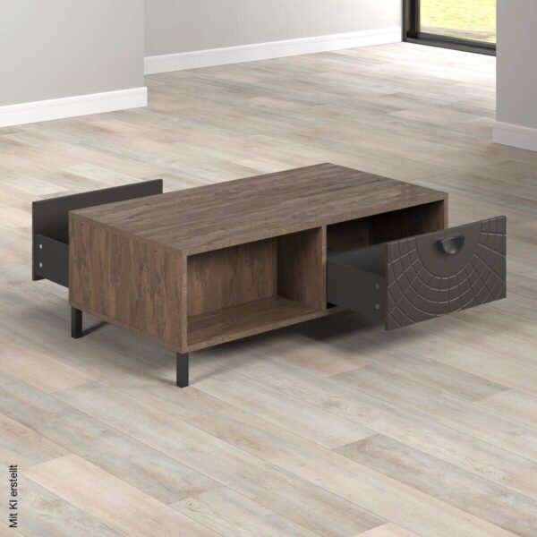 Couchtisch Fusion Eiche dunkel Nachbildung bronze Optik B/H/T: ca. 110x37x60 cm Couchtisch Fusion Eiche dunkel Nachbildung bronze Optik B/H/T: ca. 110x37x60 cm – Bild 4