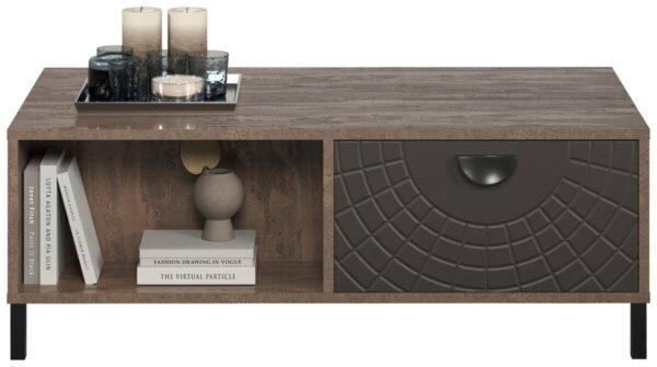 Couchtisch Fusion Eiche dunkel Nachbildung bronze Optik B/H/T: ca. 110x37x60 cm Couchtisch Fusion Eiche dunkel Nachbildung bronze Optik B/H/T: ca. 110x37x60 cm – Bild 5