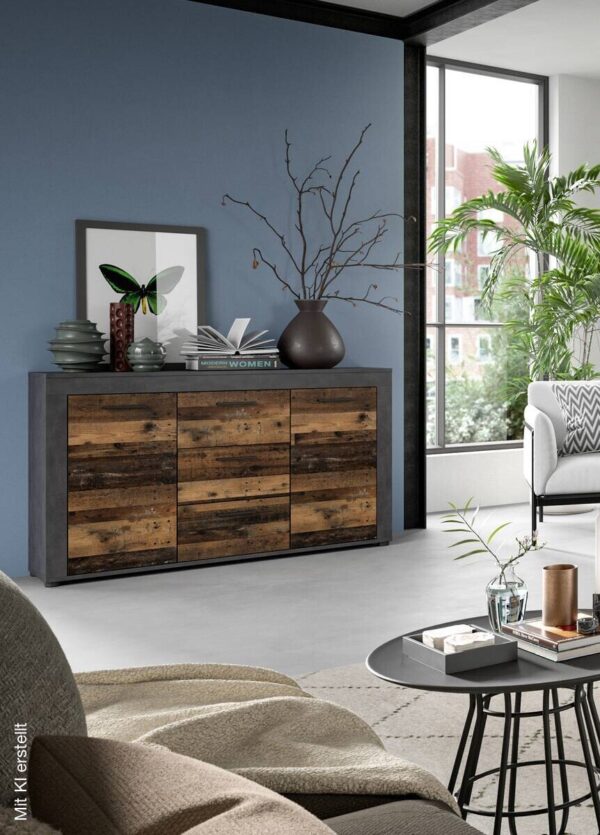 Sideboard Jam Matera Nachbildung Old Wood Nachbildung B/H/T: ca. 80x125x35 cm – Bild 2