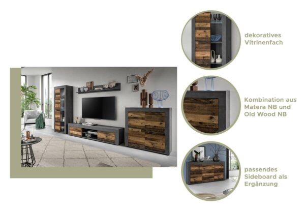 Sideboard Jam Matera Nachbildung Old Wood Nachbildung B/H/T: ca. 80x125x35 cm – Bild 4