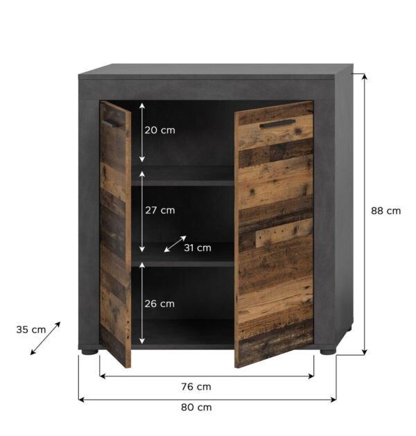 Highboard Jam Matera Nachbildung Old Wood Nachbildung B/H/T: ca. 88x80x35 cm – Bild 2