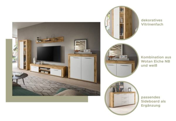 Highboard Jam Eiche Wotan Nachbildung weiß B/H/T: ca. 80x88x35 cm – Bild 5