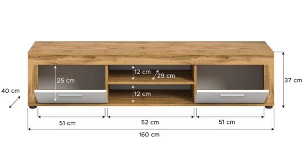 Lowboard Jam Eiche Wotan Nachbildung weiß B/H/T: ca. 160x37x40 cm – Bild 4