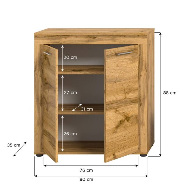 Highboard Jam Eiche Wotan Nachbildung B/H/T: ca. 80x88x35 cm – Bild 4