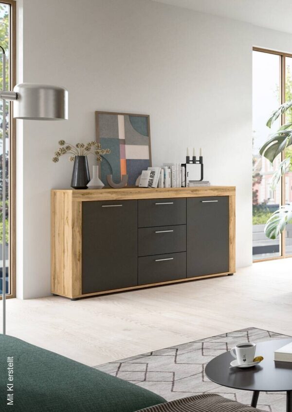 Sideboard Jam Eiche Wotan Nachbildung grau B/H/T: ca. 125x80x35 cm – Bild 3