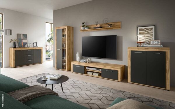 Highboard Jam Eiche Wotan Nachbildung grau B/H/T: ca. 80x88x35 cm – Bild 2