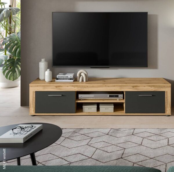 Lowboard Jam Eiche Wotan Nachbildung grau B/H/T: ca. 160x37x40 cm – Bild 2