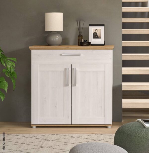 Schuhschrank Verona Sibiu Lärche Nachbildung Eiche Artisan Nachbildung B/H/T: ca. 95x92x39 cm – Bild 2