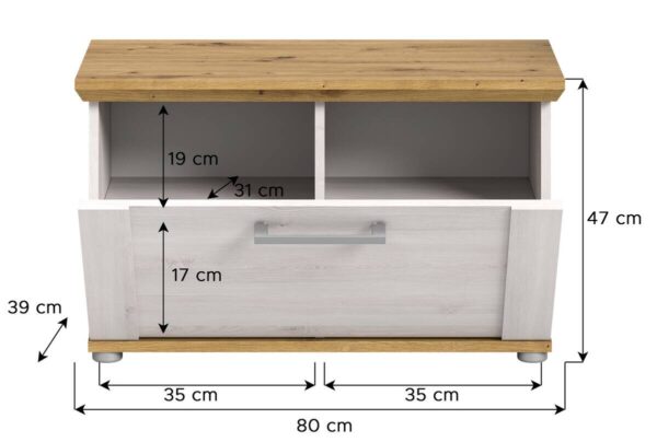 Sitzbank Verona Sibiu Lärche Nachbildung Eiche Artisan Nachbildung B/H/T: ca. 80x47x39 cm – Bild 4