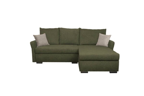 Ecksofa mit Bettfunktion und Bettkasten grün Webstoff B/H/T: ca. 218x90x168 cm – Bild 2