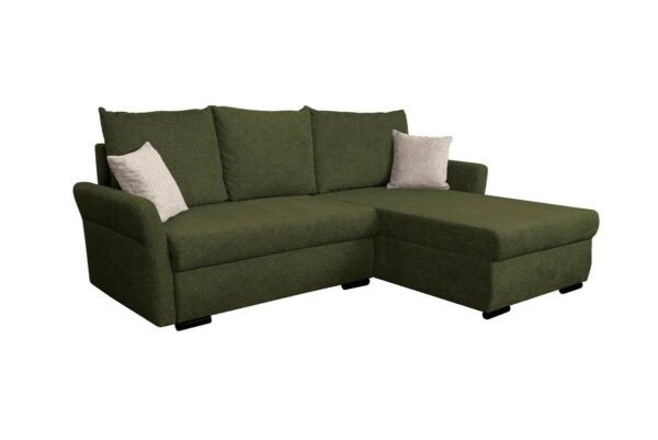 Ecksofa mit Bettfunktion und Bettkasten grün Webstoff B/H/T: ca. 218x90x168 cm – Bild 3