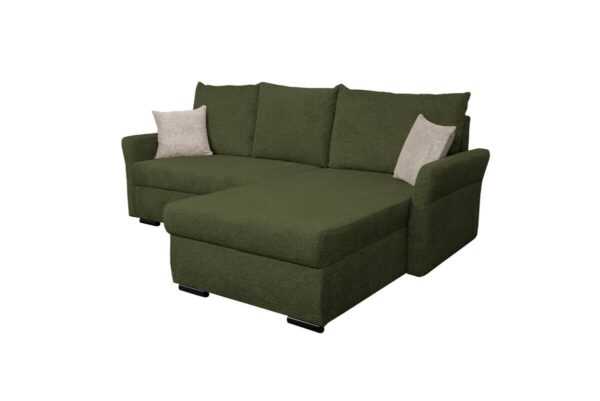 Ecksofa mit Bettfunktion und Bettkasten grün Webstoff B/H/T: ca. 218x90x168 cm – Bild 4