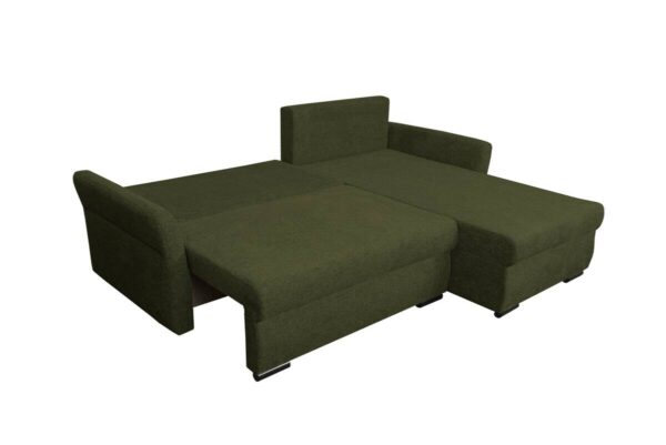Ecksofa mit Bettfunktion und Bettkasten grün Webstoff B/H/T: ca. 218x90x168 cm – Bild 5