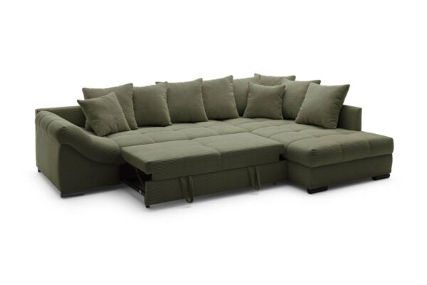 Ecksofa mit Bettfunktion grün Microfaser B/H/T: ca. 303x88x202 cm – Bild 2