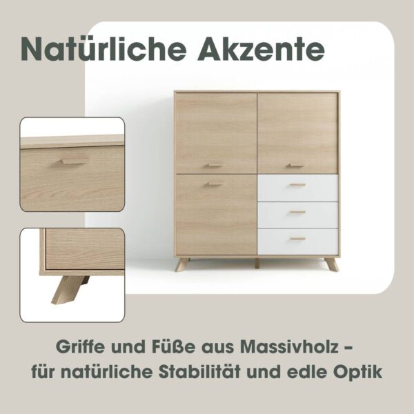 Highboard BASTIAN Eiche weiß B/H/T: ca. 120x131x36,5 cm – Bild 2