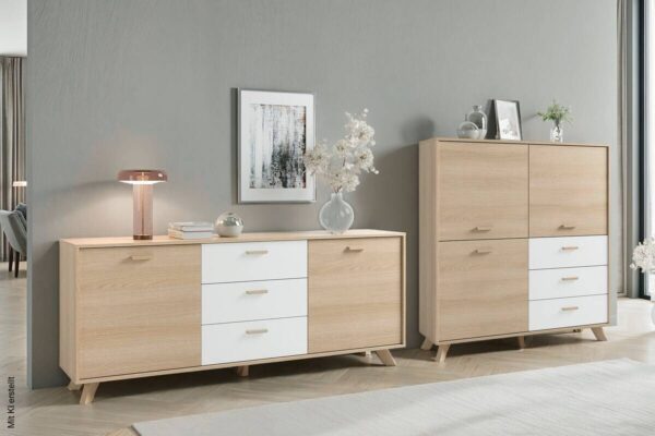 Highboard BASTIAN Eiche weiß B/H/T: ca. 120x131x36,5 cm – Bild 5