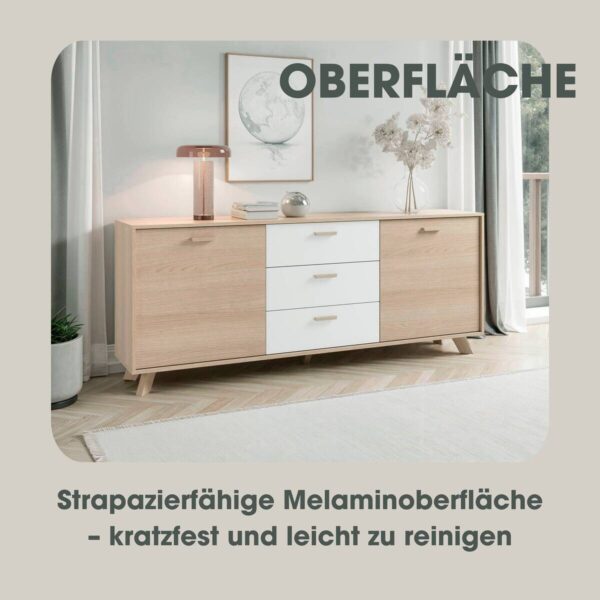 Sideboard BASTIAN Eiche weiß B/H/T: ca. 180x72,5x36,5 cm – Bild 5