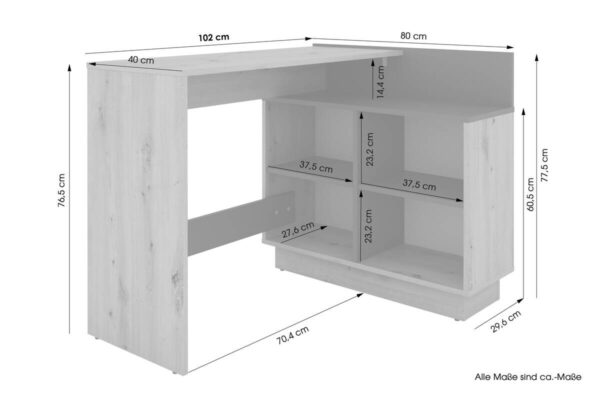 Eckschreibtisch BERNI Eiche Graphit B/H/T: ca. 102x77,5x80 cm Eckschreibtisch BERNI Eiche Graphit B/H/T: ca. 102x77,5x80 cm – Bild 2