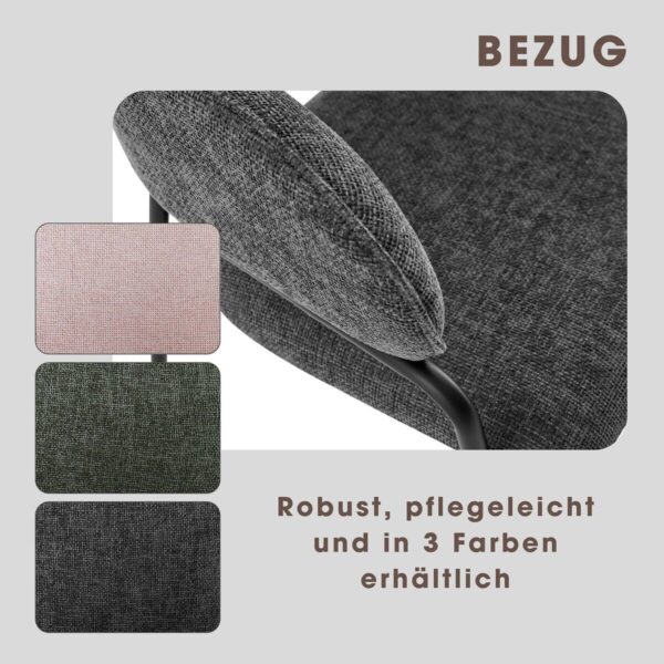 Stuhl CURVE, 2er-Set grau Stoff B/H/T: ca. 60x86x58 cm – Bild 2