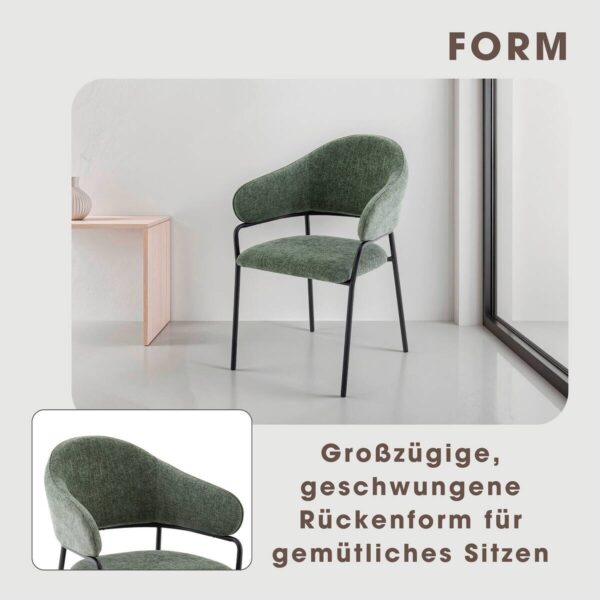 Stuhl CURVE, 2er-Set grün Stoff B/H/T: ca. 60x86x58 cm Stuhl CURVE, 2er-Set grün Stoff B/H/T: ca. 60x86x58 cm – Bild 4
