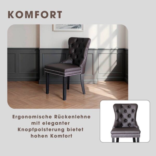 Stuhl DOMINO, 2er-Set schwarz braun Kunstleder B/H/T: ca. 48,5x93x61 cm – Bild 5