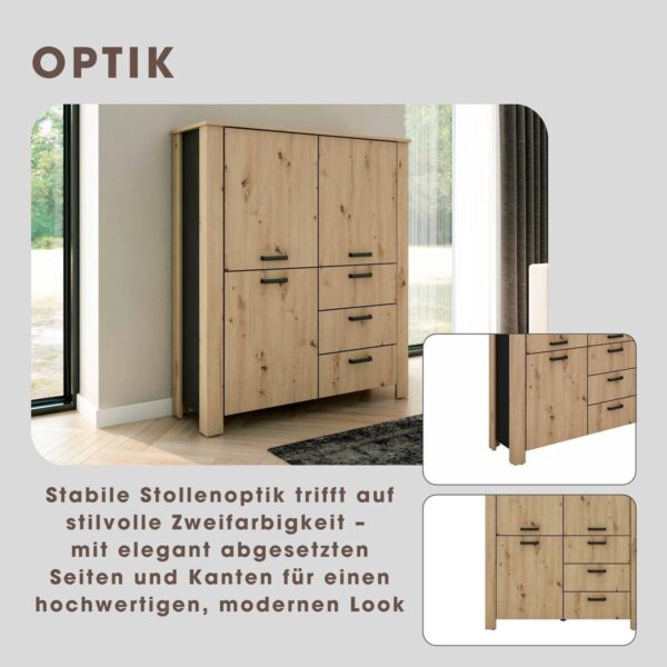 Highboard FARO Eiche schwarz B/H/T: ca. 120x137x40 cm Highboard FARO Eiche schwarz B/H/T: ca. 120x137x40 cm – Bild 4