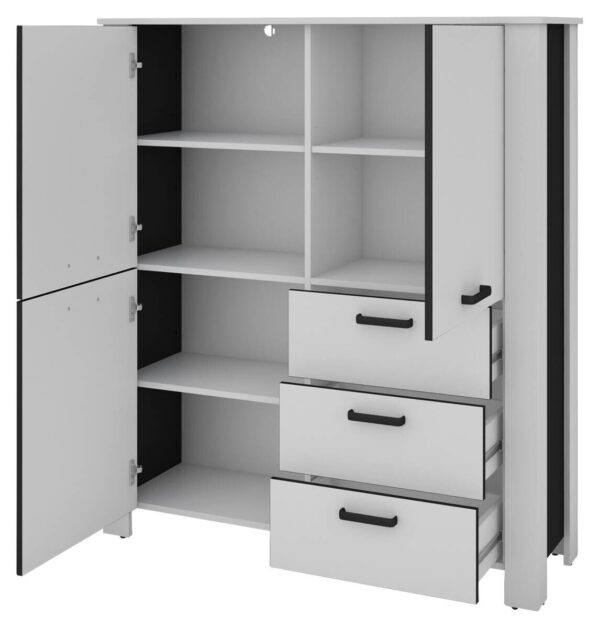 Highboard FARO weiß schwarz B/H/T: ca. 120x137x40 cm Highboard FARO weiß schwarz B/H/T: ca. 120x137x40 cm – Bild 2