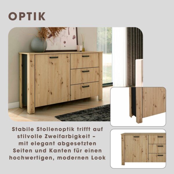 Sideboard FARO Eiche schwarz B/H/T: ca. 140x84x40 cm – Bild 5