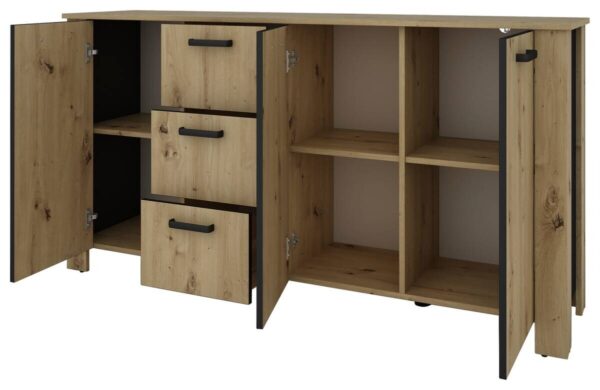 Sideboard FARO Eiche schwarz B/H/T: ca. 160x84x40 cm – Bild 3