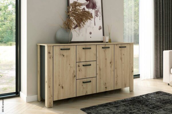 Sideboard FARO Eiche schwarz B/H/T: ca. 160x84x40 cm – Bild 5