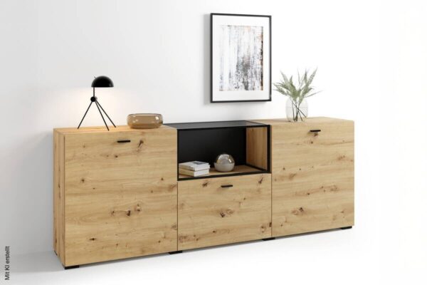 Sideboard FRAME Eiche schwarz B/H/T: ca. 200x75,5x37,5 cm Sideboard FRAME Eiche schwarz B/H/T: ca. 200x75,5x37,5 cm – Bild 2